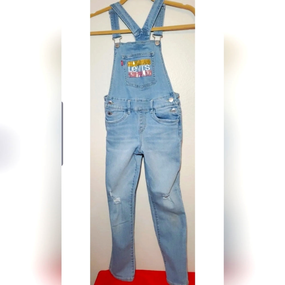 Levi's Girlfriend overalls Sequin Bling Size big girl 8 reg